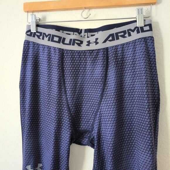 Under Armour HeatGear 3/4 Compression Pants Men's Cropped Legging Navy Blue XL - Picture 6 of 7